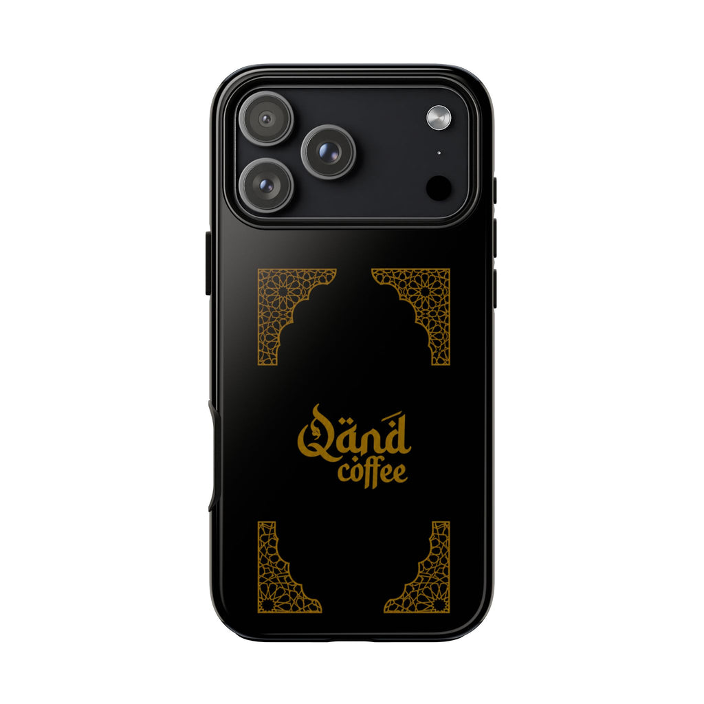 Qand Coffee Tough Brand Phone Case - Black & Gold
