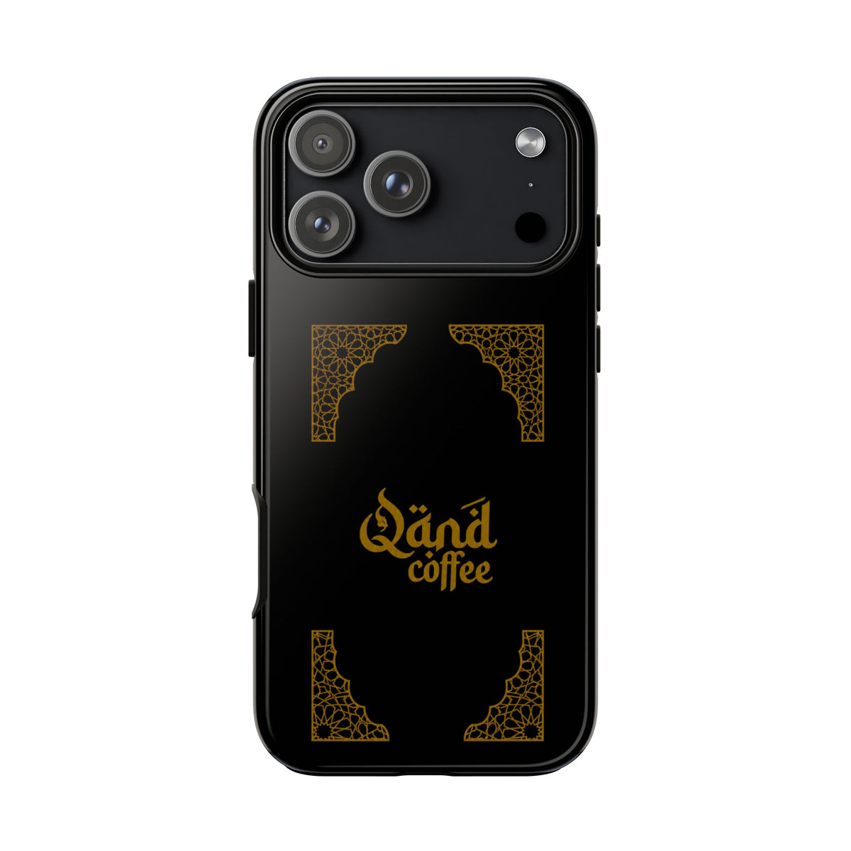 Qand Coffee Tough Brand Phone Case - Black & Gold