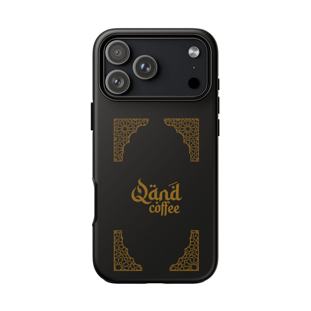 Qand Coffee Tough Brand Phone Case - Black & Gold