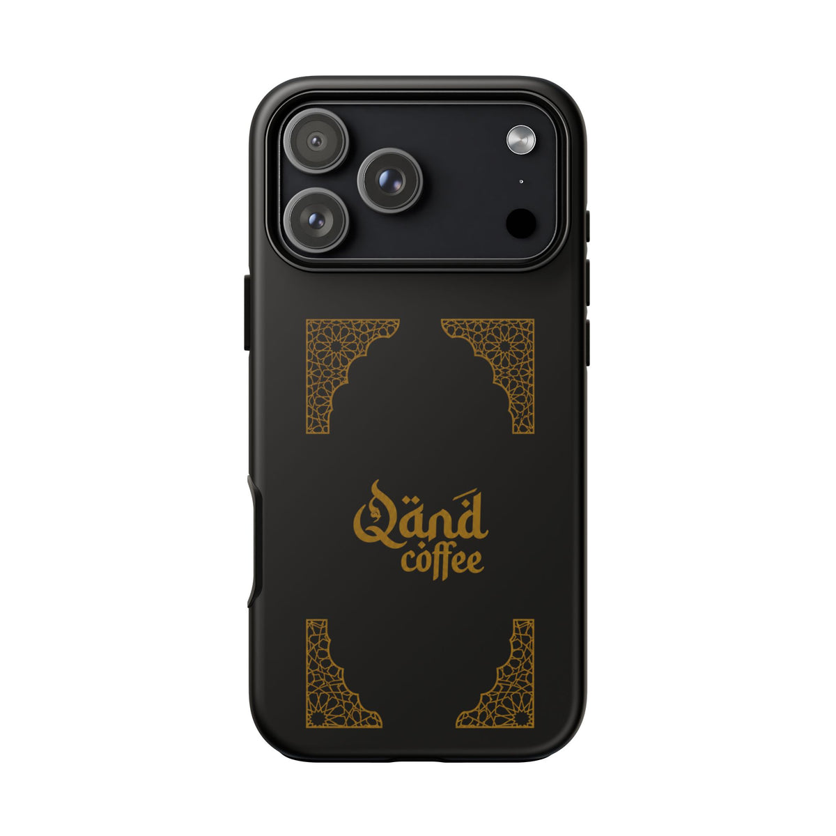 Qand Coffee Tough Brand Phone Case - Black & Gold